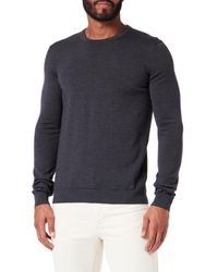 HUGO - S San Cedric-m1 Embroidered-logo Sweater In Virgin Wool Grey - Lyst