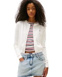 Tommy Hilfiger - Donna Giacca in Maglia Cardigan Essential Crew Neck con Chiusura a Bottoni - Lyst