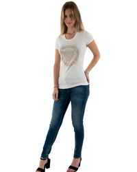 Guess - T-shirt donna con logo strass bianco ES24GU43 W4RI47J1314 XXL - Lyst