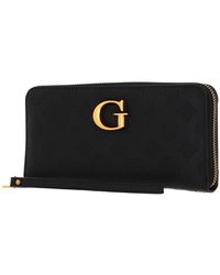 Guess - G Vibe SLG Large Zip Around Black Logo - Lyst