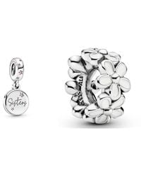 PANDORA - Charm Anhänger Schweter Schwestern für immer 798012FPC & Zwischenelement Liebliche Gänseblümchen 791495EN12 - Lyst