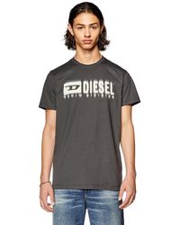 DIESEL - T-shirt con stampa logo sfumata - Lyst