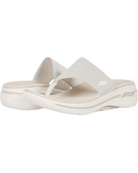Skechers - Go Walk Arch Fit Knit 3 Point Sandal Natural 10 B - Lyst