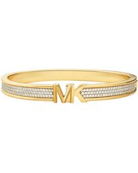 Michael Kors - Brass Pave Gold Tone Md Brass Bangle Bracelet With Cubic Zirconia - Lyst