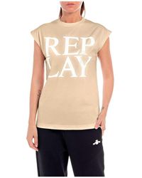 Replay - T-Shirt Kurzarm mit Schriftzug - Lyst