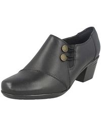 LADIES CLARKS LEATHER ZIP UP WIDE FITTING SMART COURT SHOES SIZE EMSLIE CLAUDIA