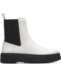 Clarks - Torhill Maple Leather Boots In Off White Standard Fit Size 5 - Lyst
