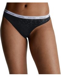 Calvin Klein - High Leg Thong Black - Lyst