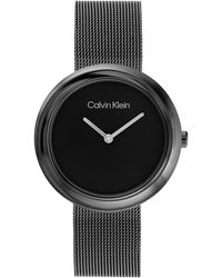 Calvin Klein - Reloj Analógico de Cuarzo para Mujer con Correa de Malla de Acero Inoxidable Negro - 25200015 - Lyst