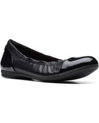 Clarks - , Rena Jazz Flat, Black Leat, 8.5 Wide - Lyst
