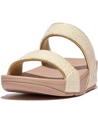 Fitflop - Fit Flop Lulu Shimmerweave Sliders In Cream - Lyst