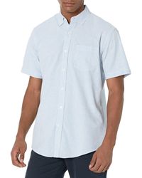 Amazon Essentials Camisa Oxford con Bolsillo de ga Corta y Ajuste Normal Hombre - Azul