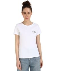 Calvin Klein - T-shirt Donna iche Corte Confezione da 2 Monologo Slim Scollo Rotondo - Lyst