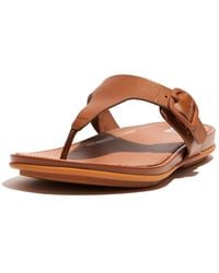 Fitflop - Gracie Rubber-buckle Leather Toe-post Sandals Flat - Lyst