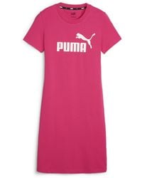 PUMA - Robe T-Shirt Coupe Slim Essentials L Garnet Rose Pink - Lyst