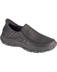 Skechers - Elgin Hands Free Relaxed Fit S Wide Black Leather Slip On - Lyst