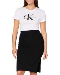 Calvin Klein Rib Midi Skirt Gonna - Nero
