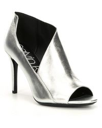 Calvin Klein S Nastassia Leather Peep Toe D-Orsay Pumps - Metallizzato