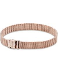 PANDORA - Timeless 14k Rose Gold-plated Mesh Bracelet For Charms - Lyst
