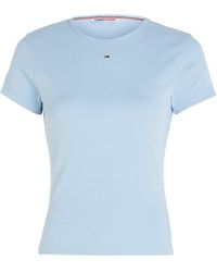 Tommy Hilfiger - T-shirt Donna iche Corte Essential Rib Scollo Rotondo - Lyst