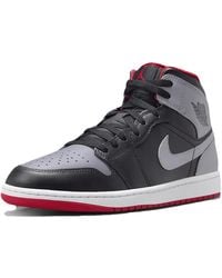 Nike - Air Jordan 1 Mid Shoes Black/cement Grey-fire Red Dq8426 006 - Lyst