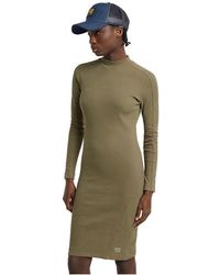 G-Star - Ergonomic Slim Rib Jurk Met Lange Mouwen - Lyst