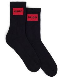 HUGO - S 2p Qs Rib Label Cc Two-pack Of Short Socks In A Cotton Blend - Lyst