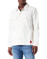 HUGO - Enalu Oversized Overshirt aus Bio-Baumwolle mit Logo-Label Weiß S - Lyst
