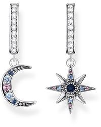 Thomas Sabo - Sabo Cr682-945-7 Royalty Star And Moon Hoop Earrings With Stones 925 Sterling Silver Dimensions: Approx. 2.9 Cm X 1.6 Cm - Lyst