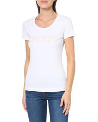 Guess - Tshirt Stretch Logo Strass Jeans - Lyst