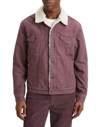 Levi's Denim Sherpa Trucker Jacket in Grey for Men | Lyst UK