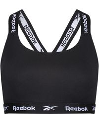 Reebok - 's, Stretchy Wirefree Sports Cropped Bra Top – Black Yoga Shirt, - Lyst