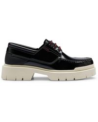 HUGO - Leather Boat Shoes With Chunky Rubber Outsole - Lyst