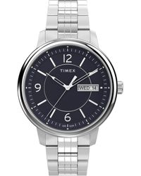 Timex - Stainless Steel Bracelet Blue Dial Silver-tone - Lyst
