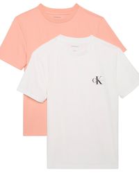 Calvin Klein - Donna T-shirt iche Corte Confezione da 2 Logo Tee con Scollo Rotondo - Lyst