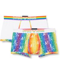 Emporio Armani - Stretch Cotton Rainbow Logo 2-pack Trunk - Lyst