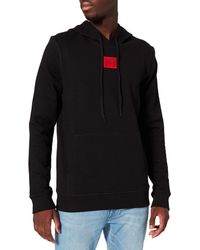 HUGO - S Daratschi214 Cotton-terry Hooded Sweatshirt With Red Logo Label - Lyst
