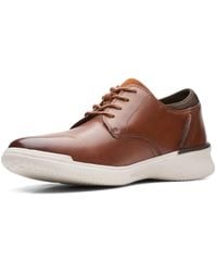 Clarks - Donaway Plain Leather Shoes In Dark Tan Wide Fit Size 10 - Lyst
