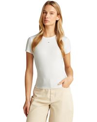 Tommy Hilfiger - Donna T-Shirt iche Corte Confezione da 2 Essential Rib Slim Fit - Lyst