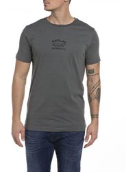 Replay - T-Shirt Kurzarm Schriftzug und Backprint - Lyst