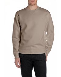 Replay - Sweatshirt mit V-Einsatz am Halsausschnitt - Lyst