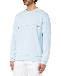 Calvin Klein - Logo Repeat Crew Neck Sweatshirts Blue - Lyst