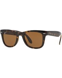 Ray-Ban - Pliant Wayfarer Lunettes De Soleil En Cristal Noir Vert Polarisé Rb4105 601 58 50 - Lyst