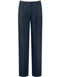 Gerry Weber - Hose Wide Leg aus reinem Leinen unifarben reguläre Länge Navy 36 - Lyst
