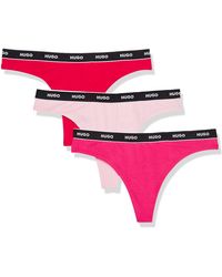 HUGO - 3-pack Repeat Logo Cotton Stretch Thongs Panties - Lyst