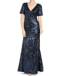 Calvin Klein - Short Sleeve Cross Front V-neck Gown - Lyst