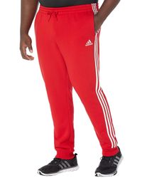 adidas - Big Tall Essentials 3-stripes Tapered Cuff Fleece Pants - Lyst