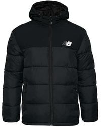 New Balance - S Padded Jacket Athletics Hooded Full Zip Coat Black New Nenjkm894bk - Lyst
