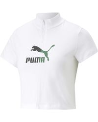 PUMA - Donna Tops T-Shirt con Zip Corta Classics da Donna S White - Lyst