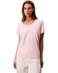Calvin Klein - T-Shirt Kurzarm Archive Jersey Tee mit V-Ausschnitt - Lyst